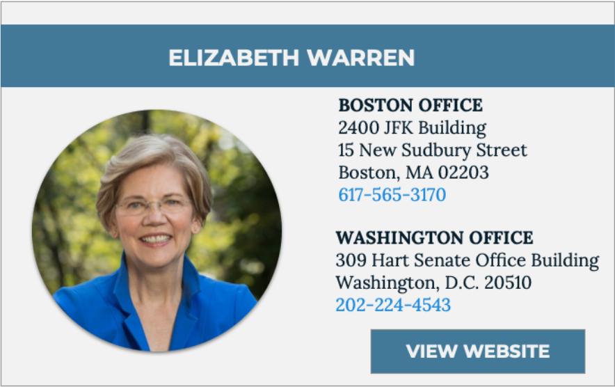 Redesigned Elected Officials page presenting each official in a card with a 