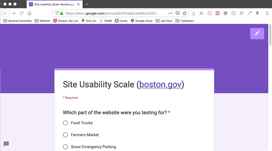 Walkthrough of the Site Usability Survey used to score each dataset site